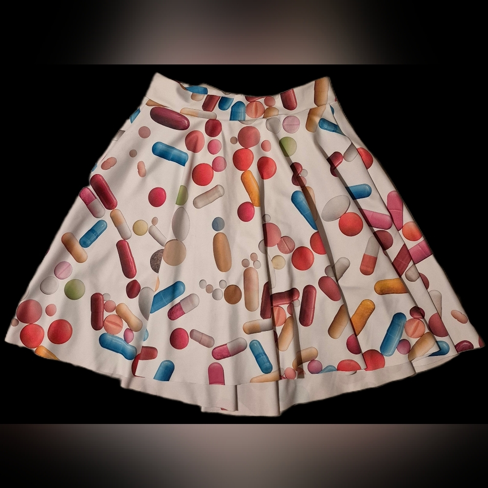 Blackmilk Colorful Pills Print Skater Skirt (Rare)